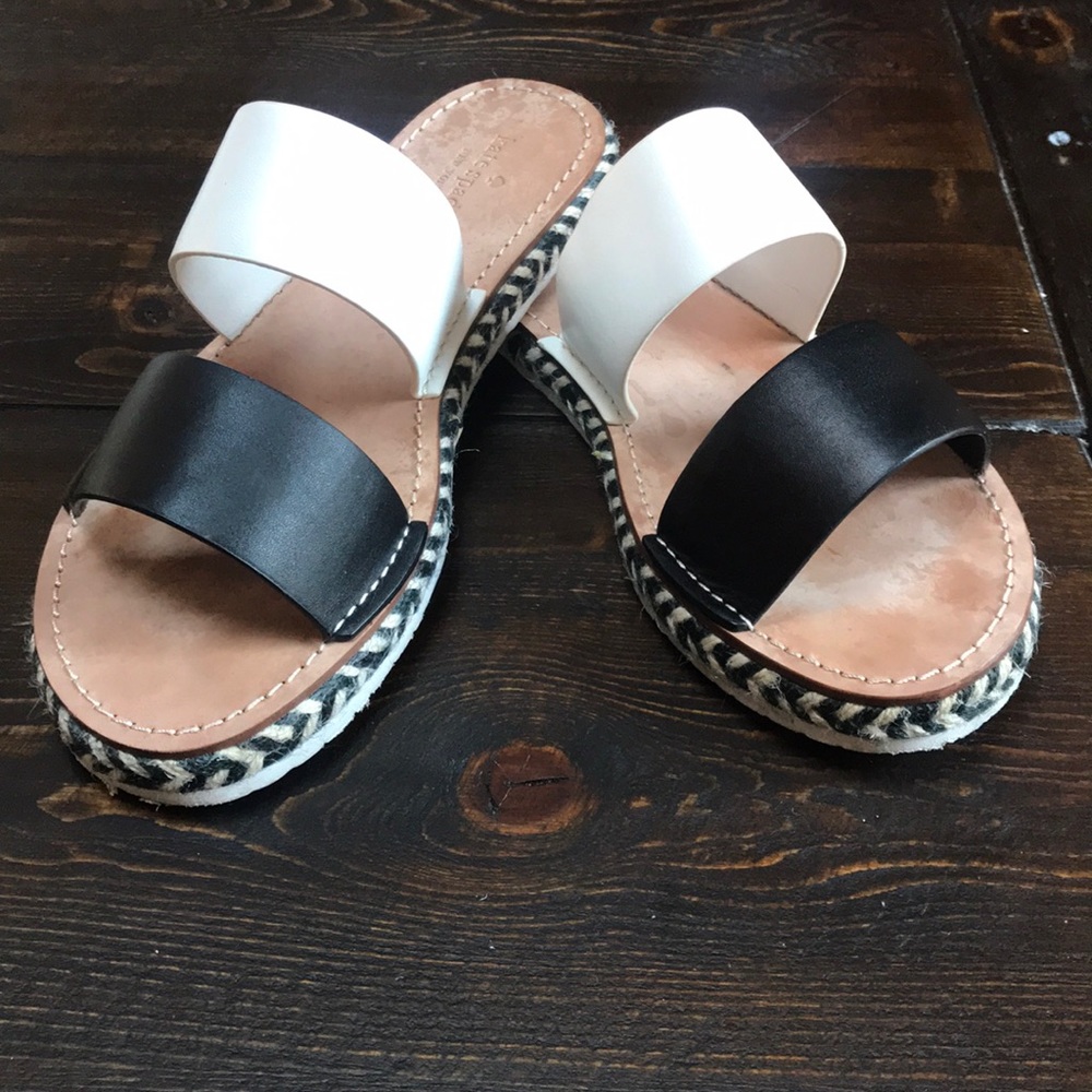 Kate Spade white and black flat slides